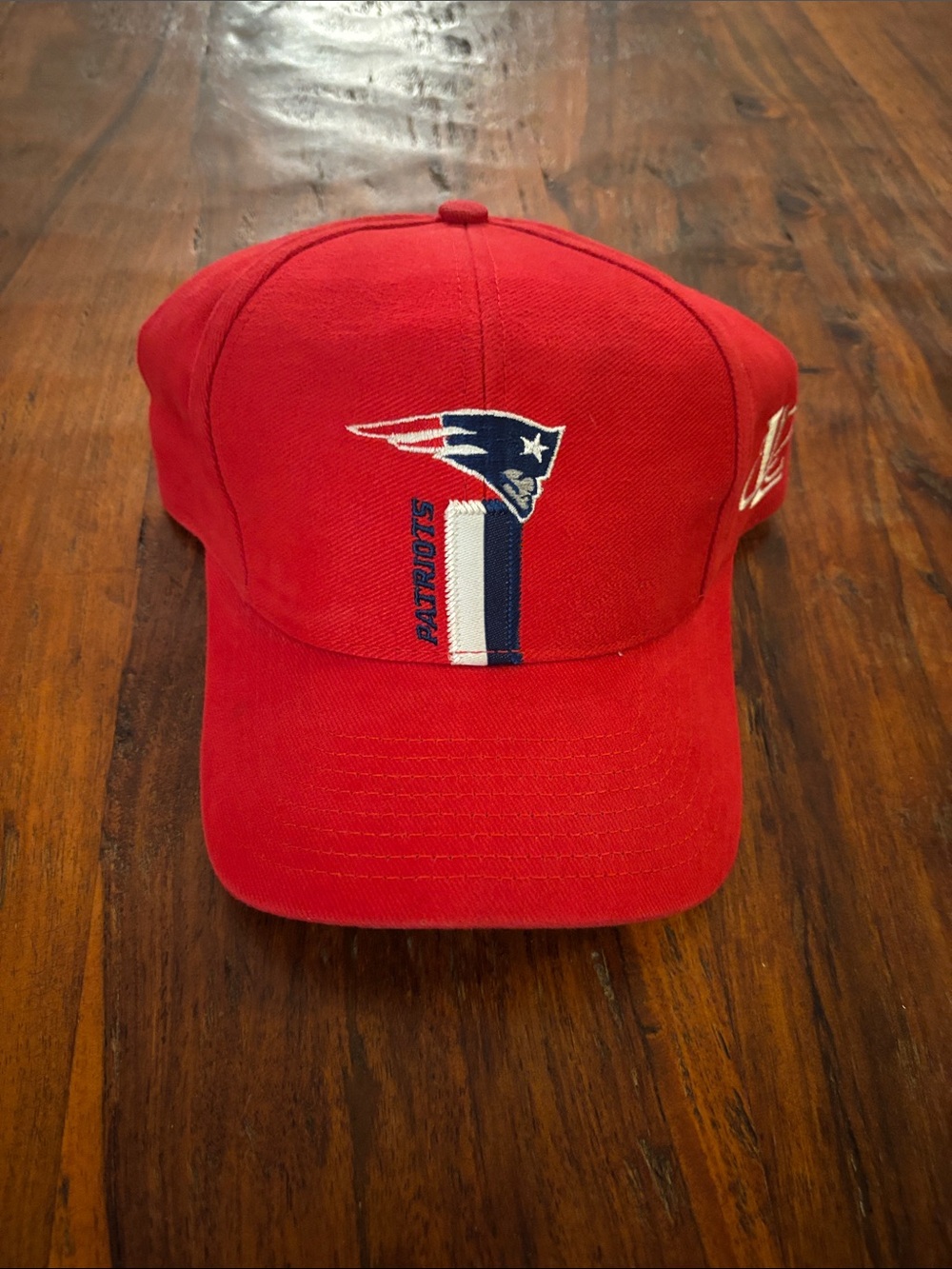 Retro Logo Athletic Red Patriots Baseball Cap with Navy & White Logo